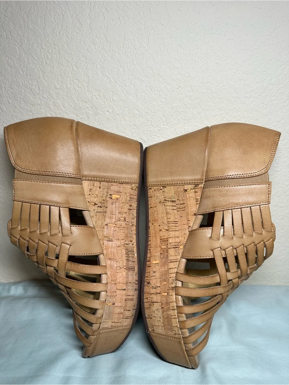 Chocolat Blu Woven Tan Platform Wedges